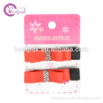 2014 korea small red grosgrain ribbon decorative hair pins for kids